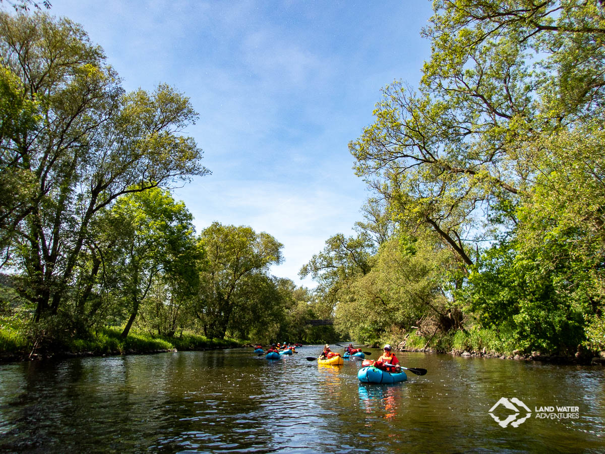 Ein sommerlicher Tag beim Packrafting auf der Nahe